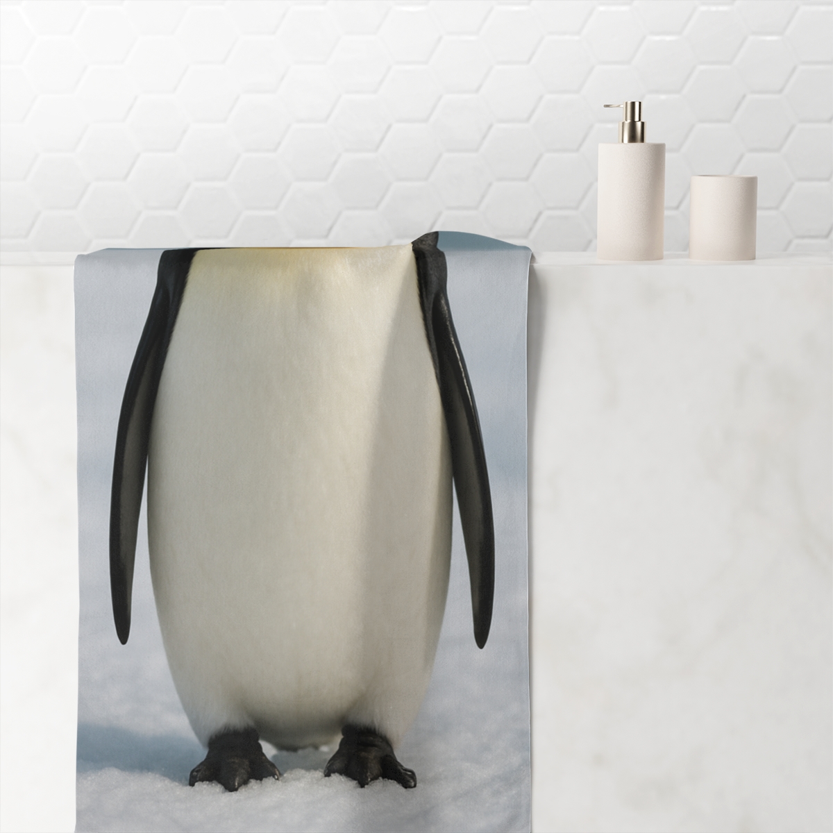 Ice Glow Emperor Penguin comfortable face towels