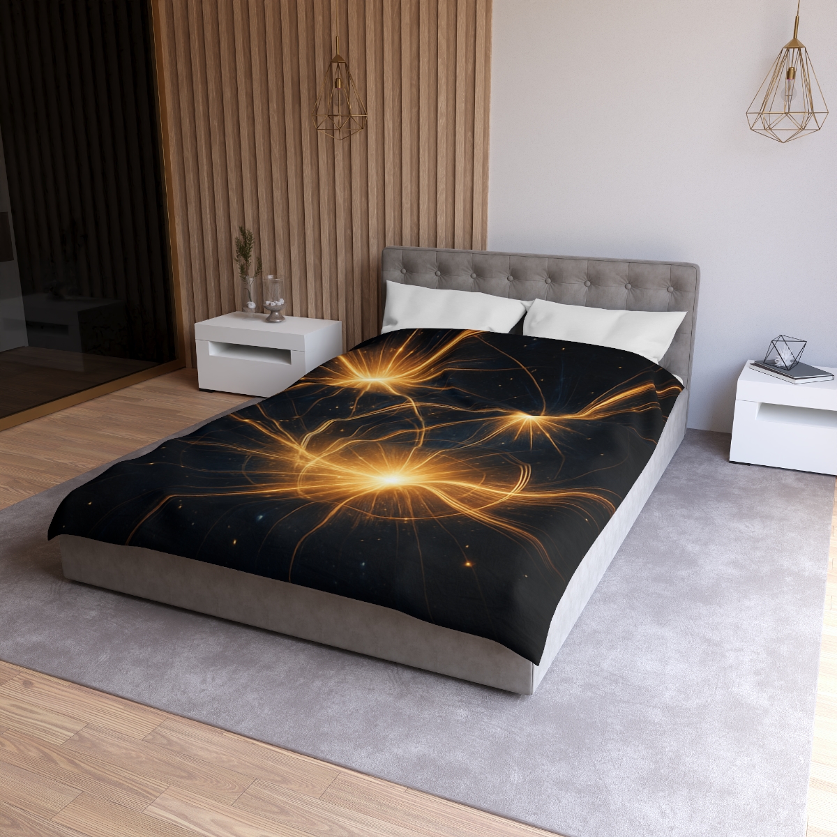 Photon Burst Constellation designer printed duvets