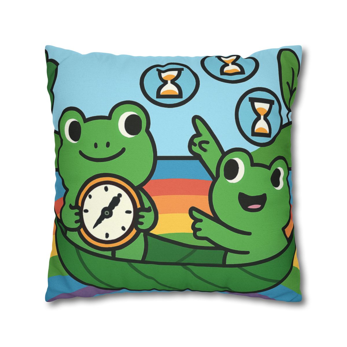 Rainbow River Time Travel Frogs custom pillow cases
