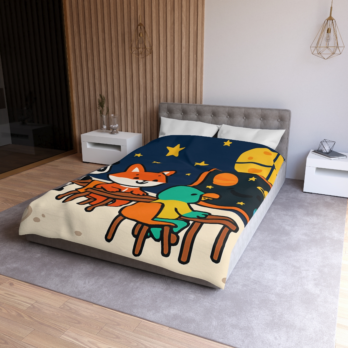 Space School For Curious Critters designer printed duvets