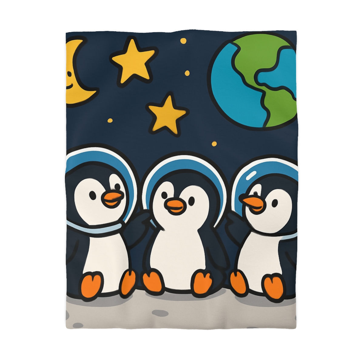 Stargazing Penguins On The Moon trendy bedroom duvets