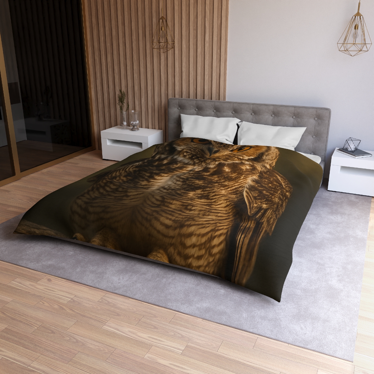 Nebula Gaze Great Horned Owl custom duvets