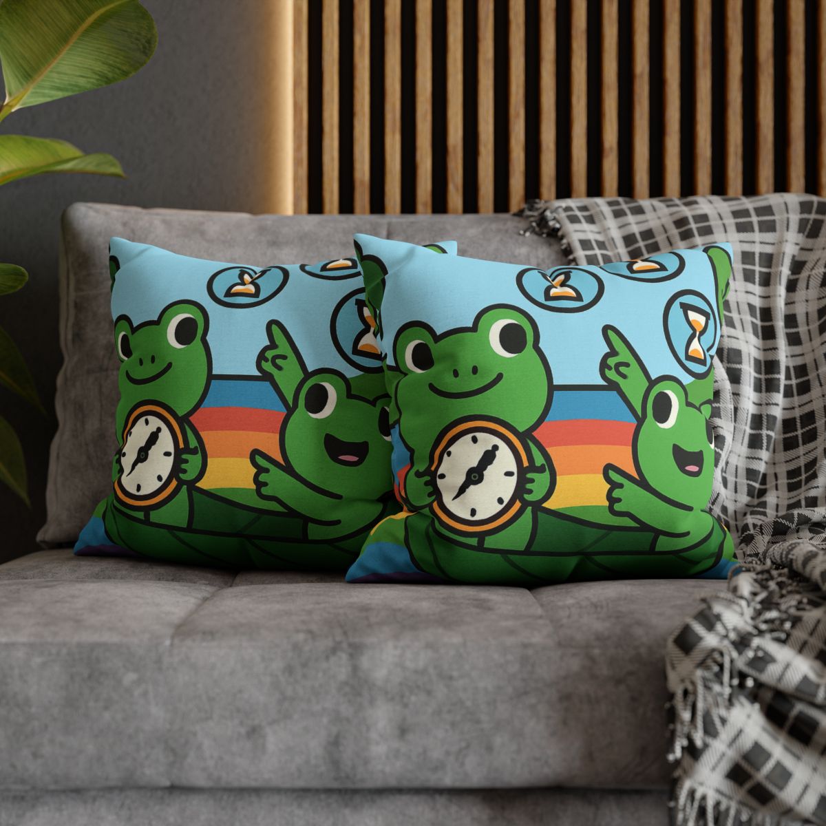 Rainbow River Time Travel Frogs custom pillow cases