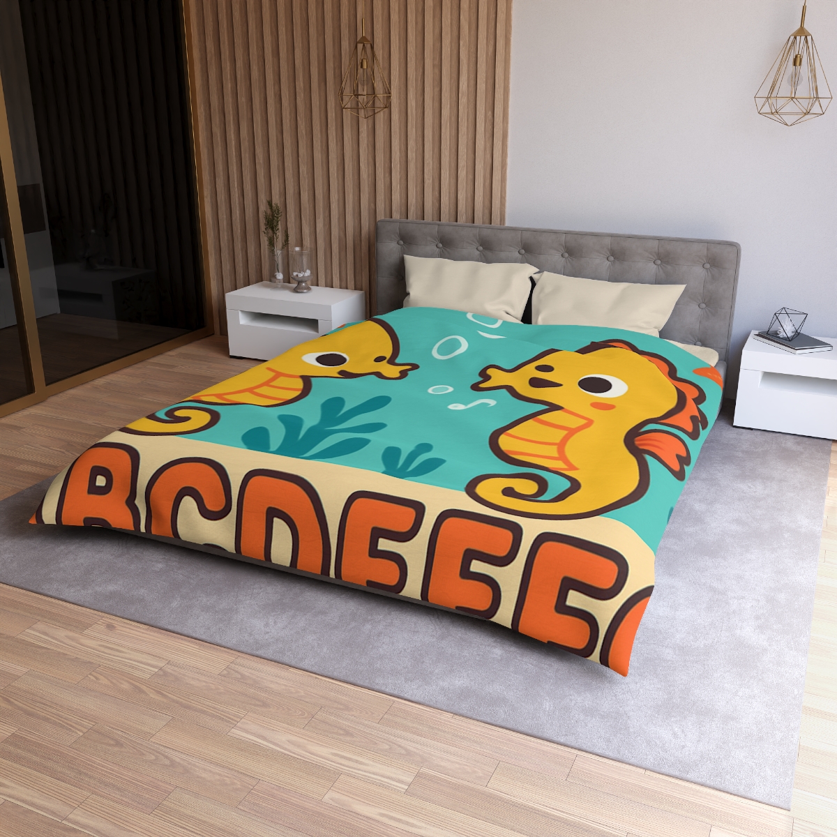 Underwater Alphabet Reef With Singing Seahorses custom duvets