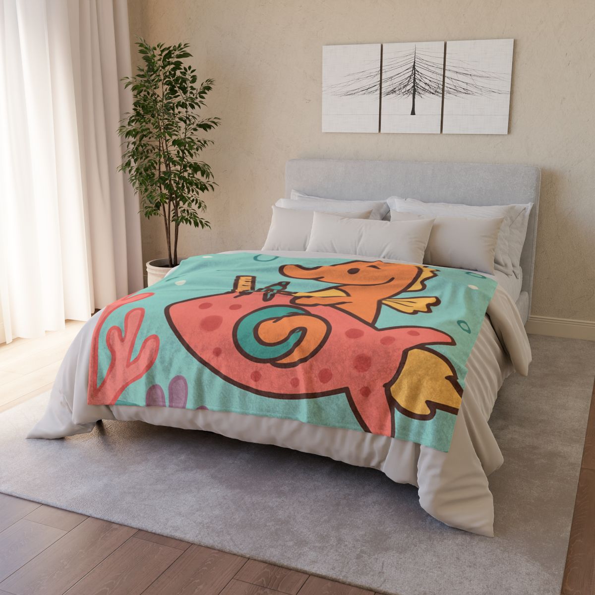 Coral Rocket Seahorse unique gift blanketscustom blankets