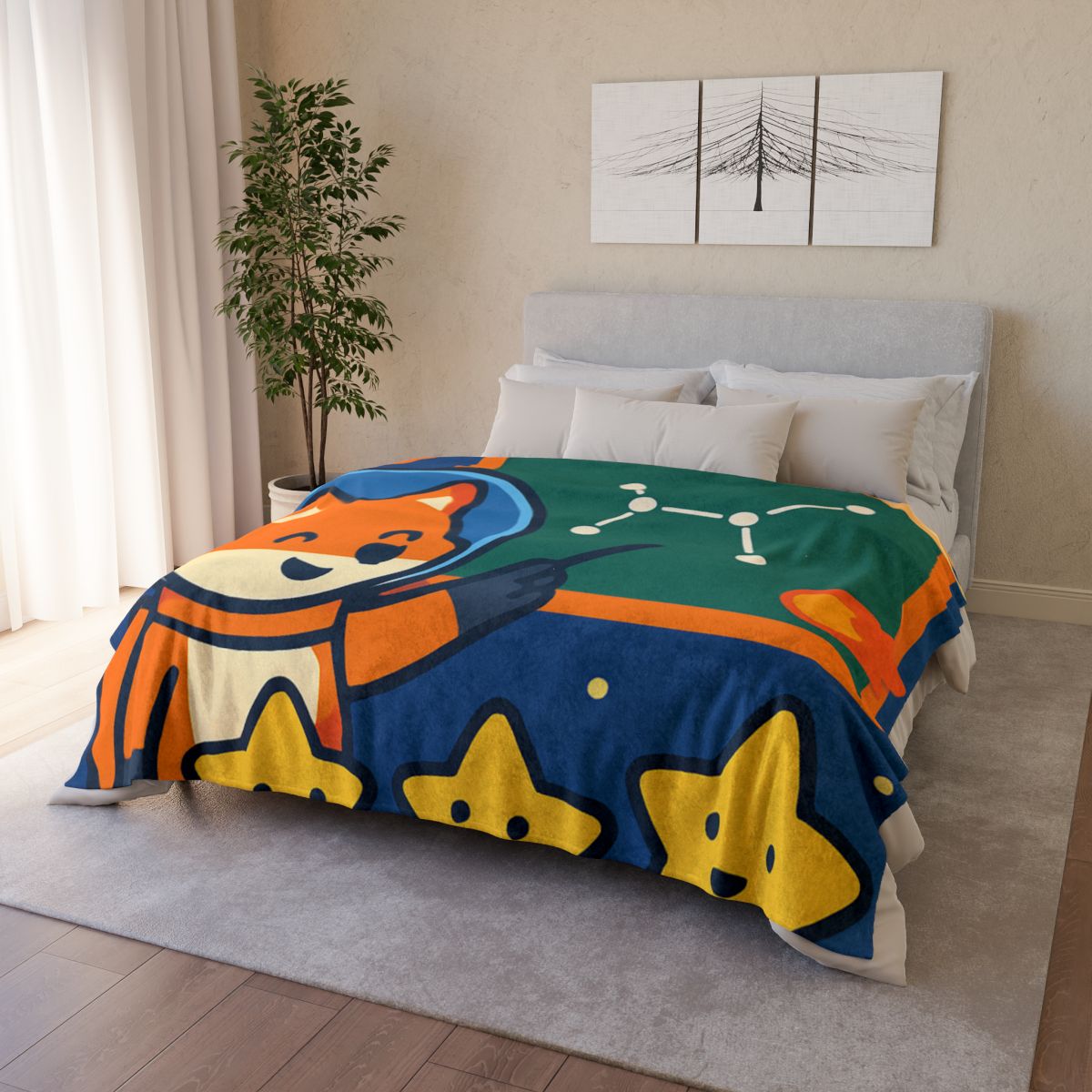 Comet Classroom Space Fox designer printed blankets