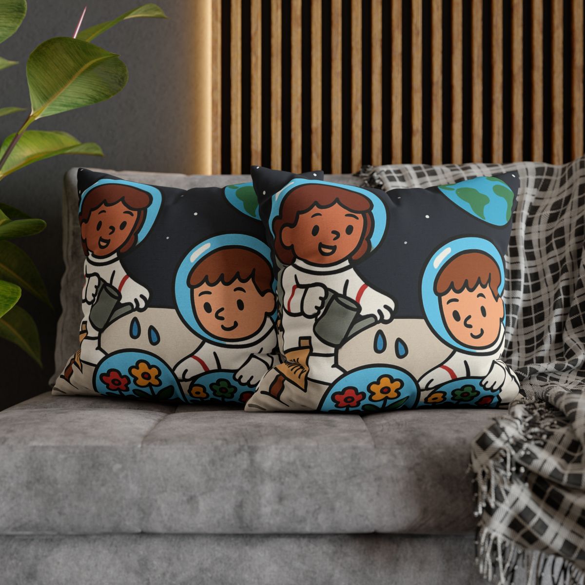 Gravity Garden On The Moon soft cotton pillow cases