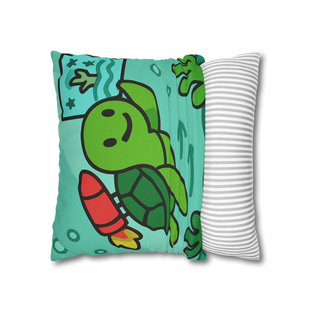 Underwater Rocket Turtle designer print pillow cases