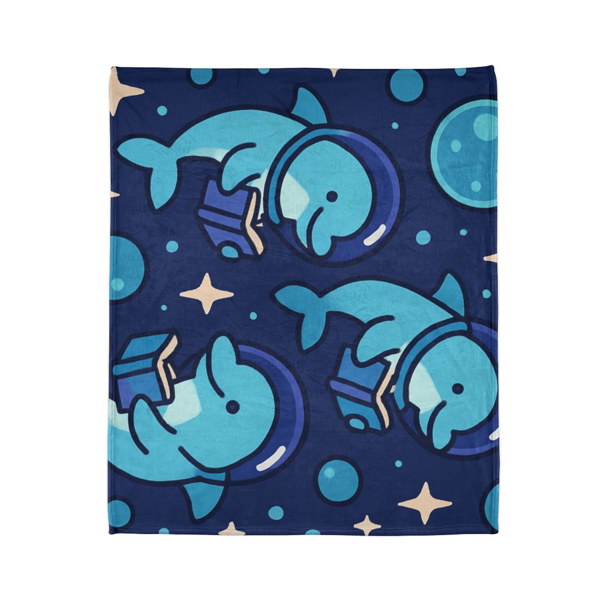 Space School Of Curious Dolphins soft fleece blankets
