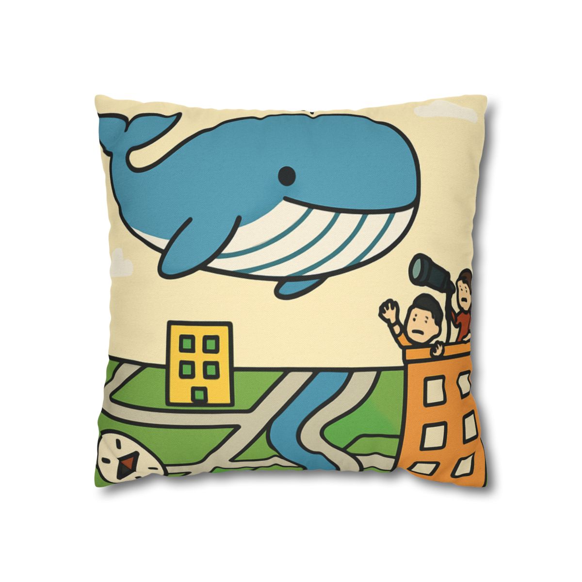 Sky Whale Over The Map City custom pillow cases