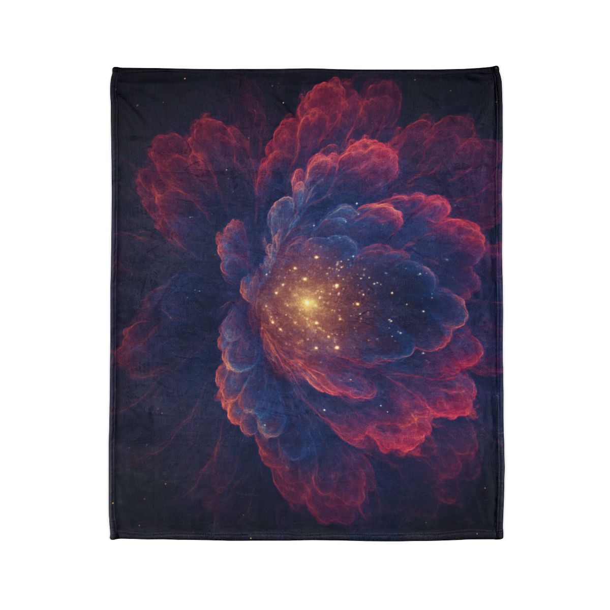 Fractal Nebula Bloom designer printed blankets