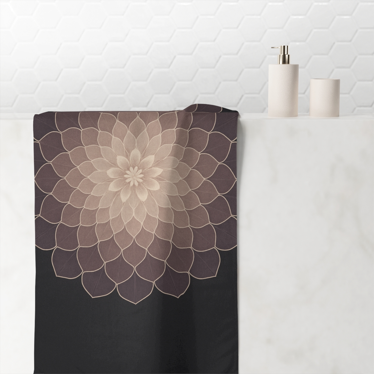 Petal Halo Lattice designer printed towels
