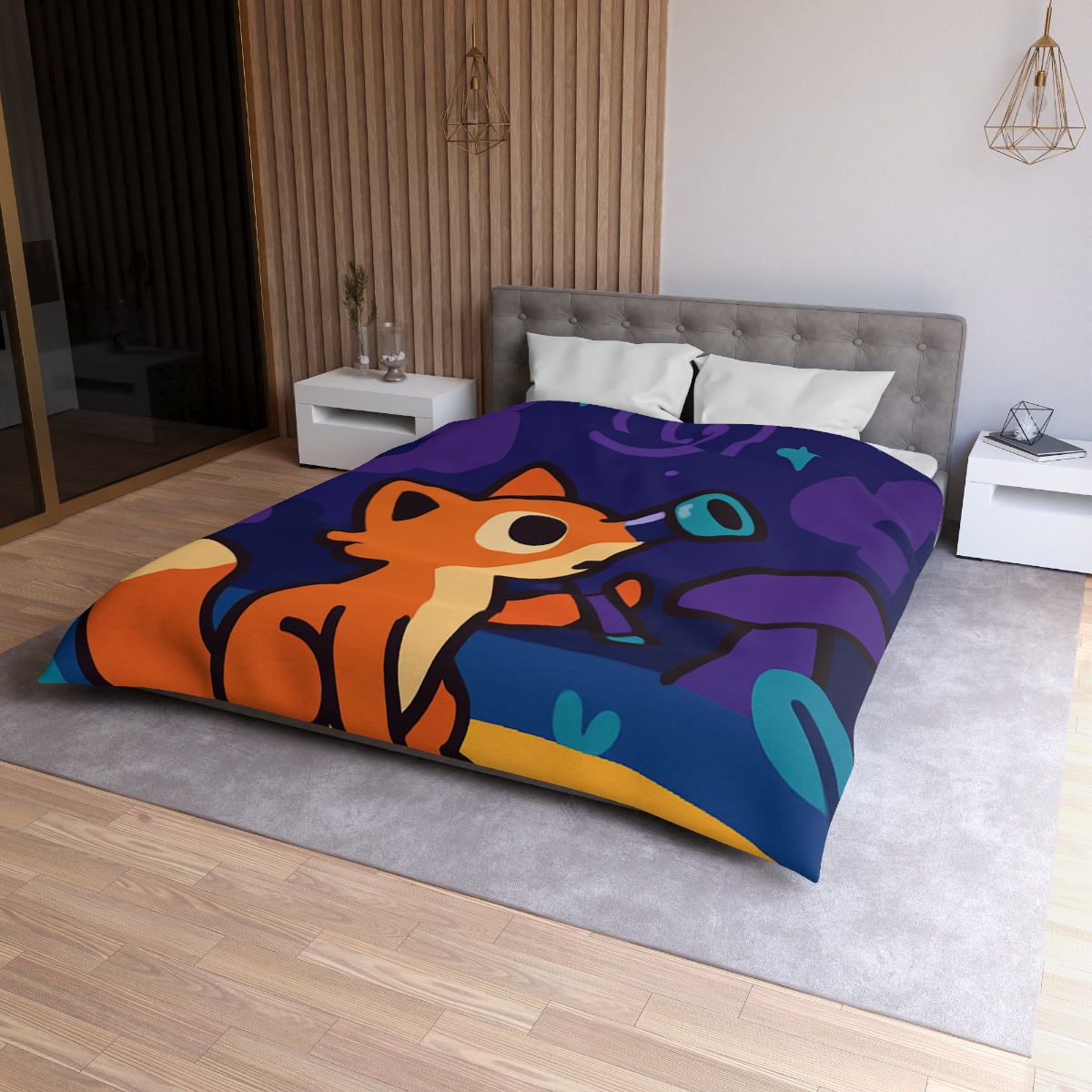 Nebula Forest Fox designer printed duvets