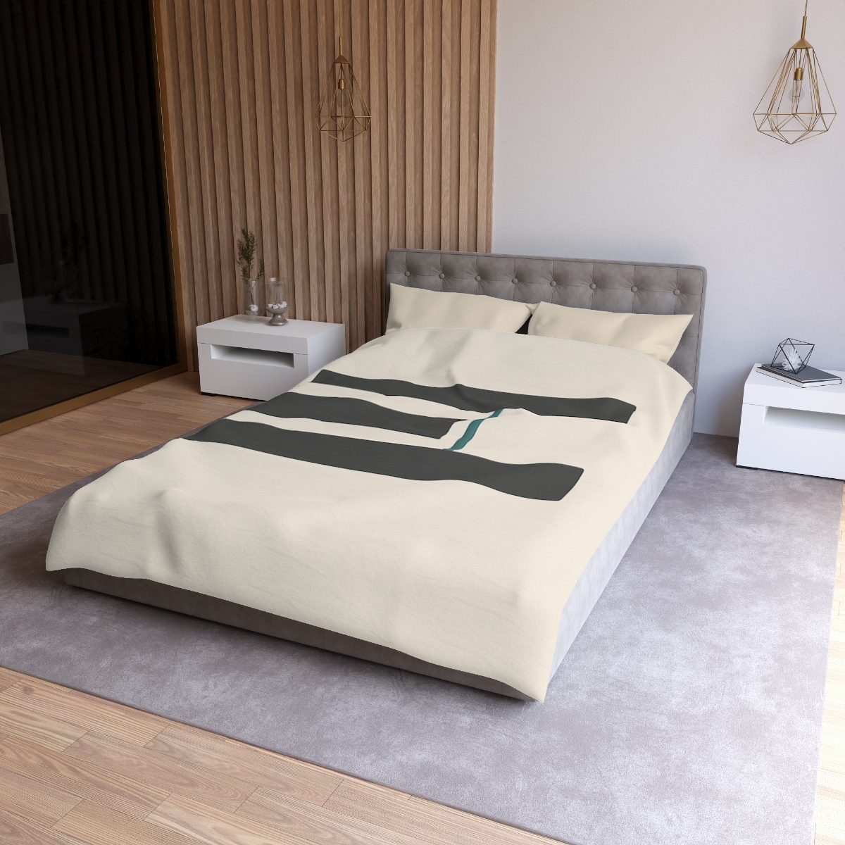 Staggered Bars With Quiet Opening designer printed duvets