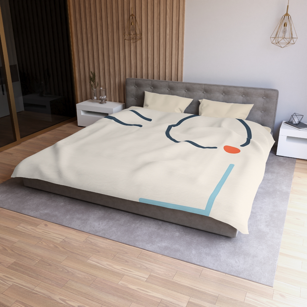 Quiet Orbit With Offset Bars custom duvets