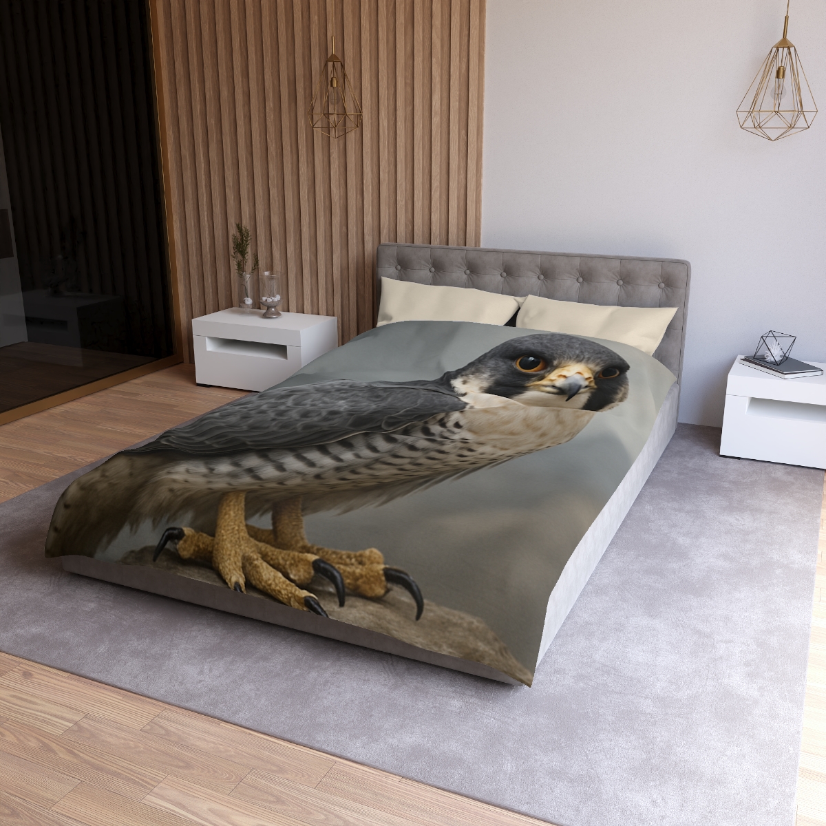 Starlit Focus Peregrine Falcon personalized bedding duvets