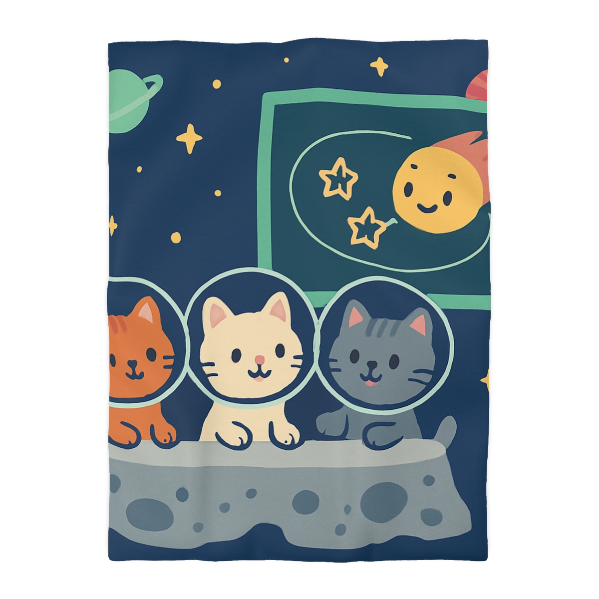 Comet Classroom For Curious Kittens designer printed duvets