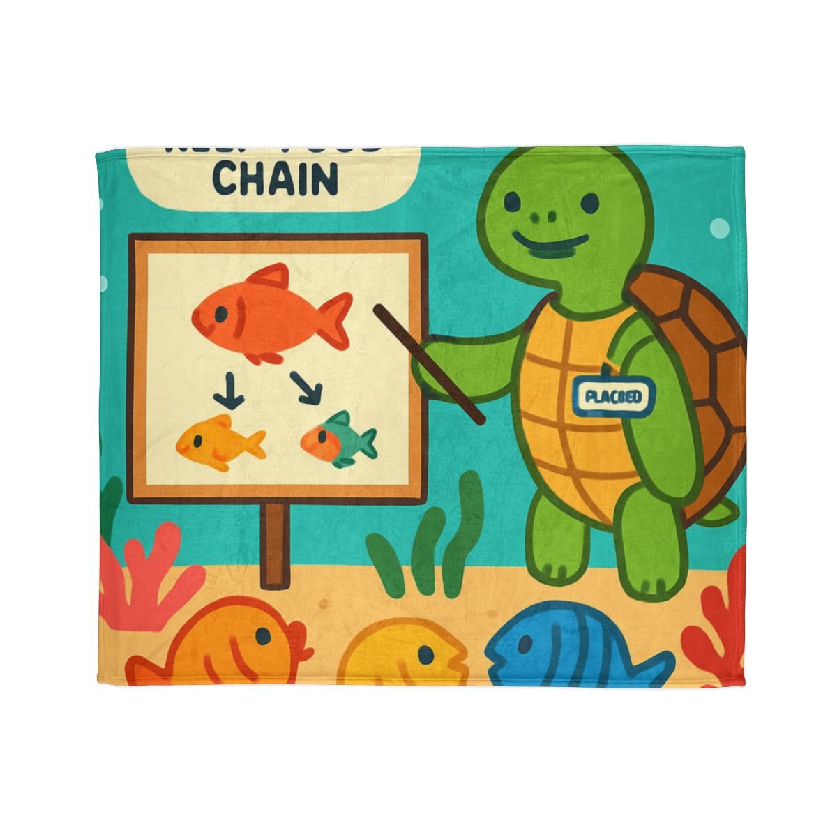 Coral Classroom Sea Turtle Guide personalized cozy blankets