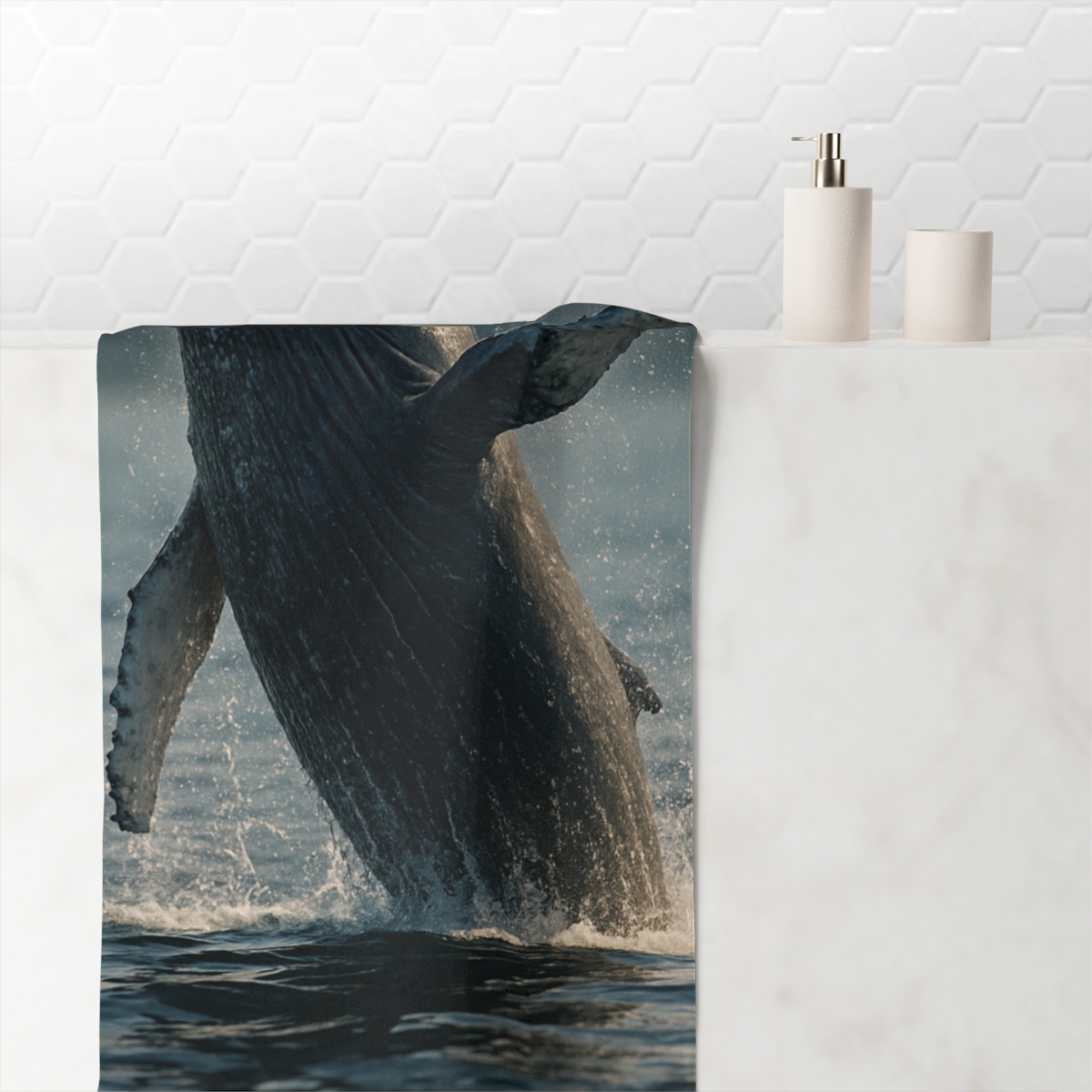 Ocean Song Humpback Whale designer printed towels