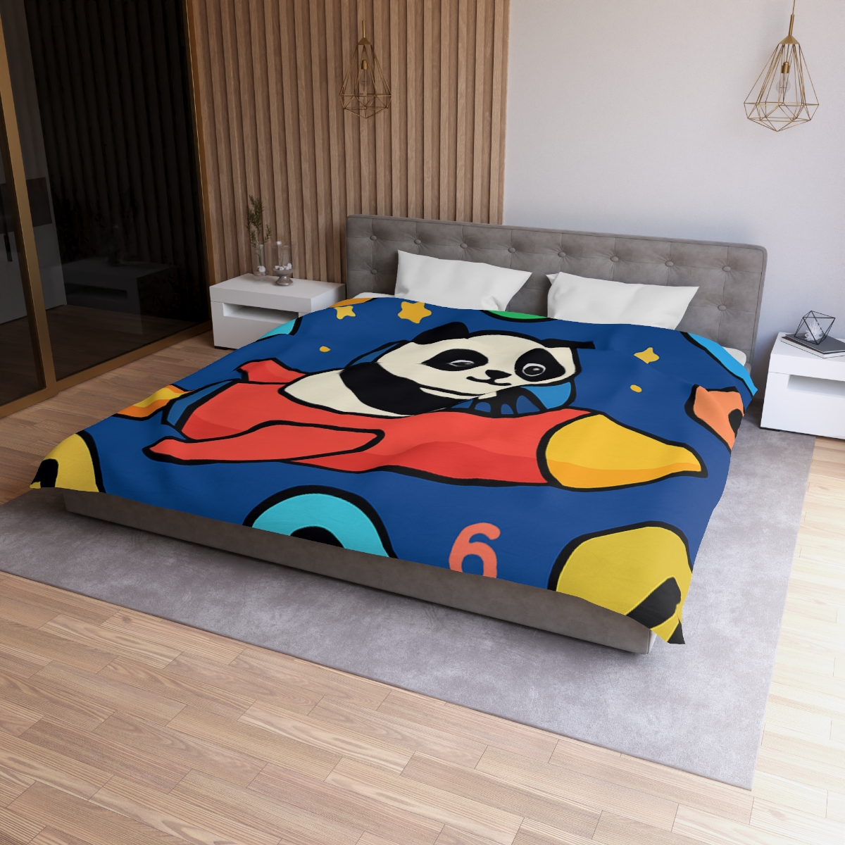Rocket Panda And The Number Planets soft comforter duvets
