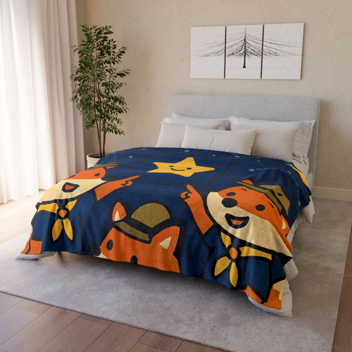 Stargazing Fox Scouts personalized cozy blankets