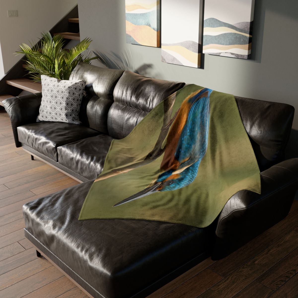Kingfisher Sapphire Dive soft fleece blankets