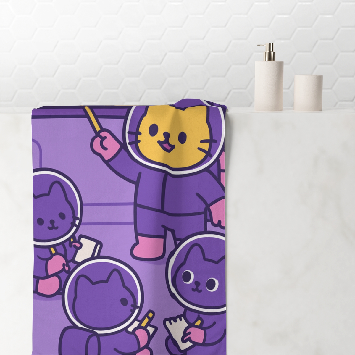Astronaut Cat School comfortable face towels