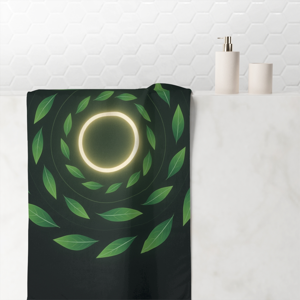 Orbiting Leaf Halo stylish beach towels