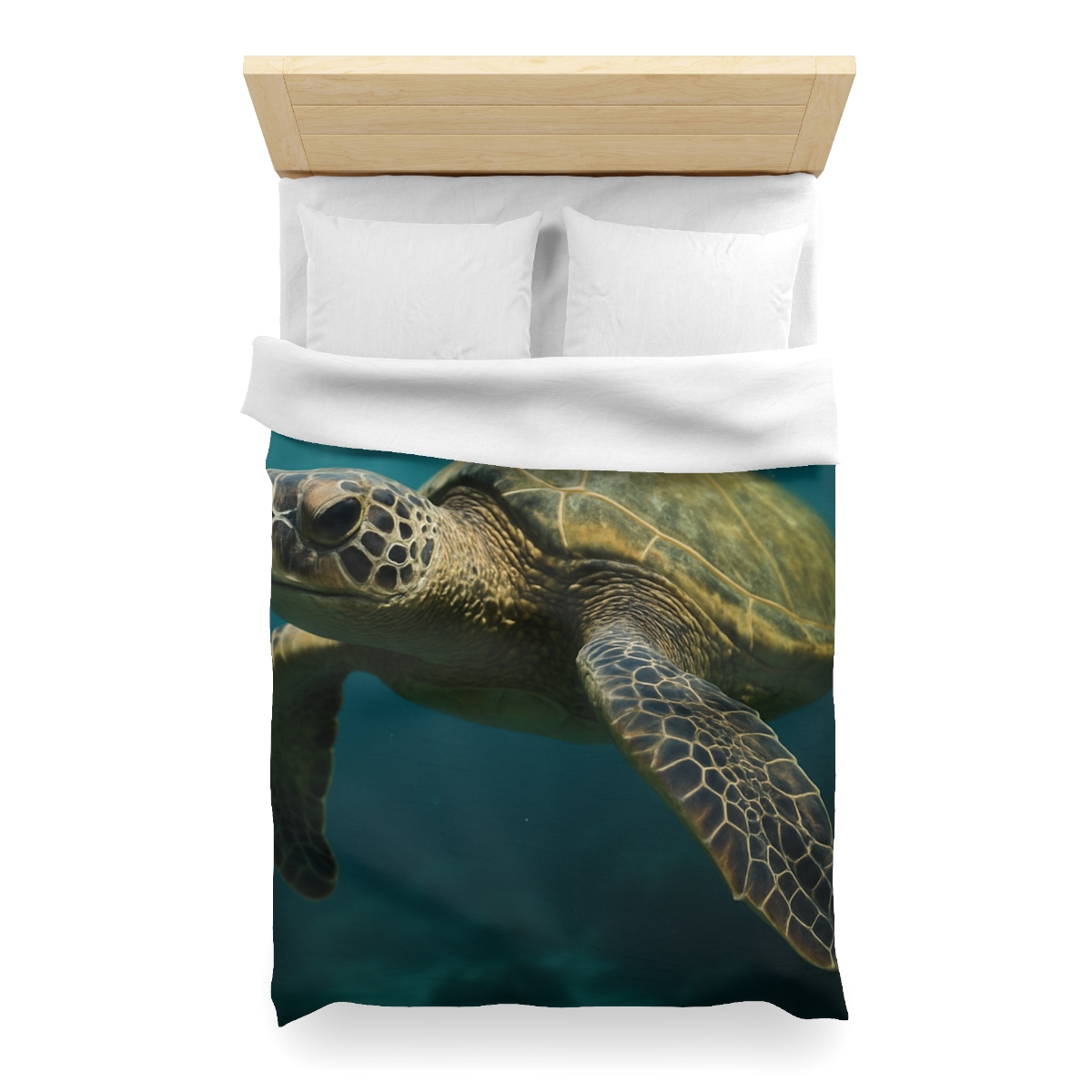 Glasswater Drift Green Sea Turtle designer printed duvets