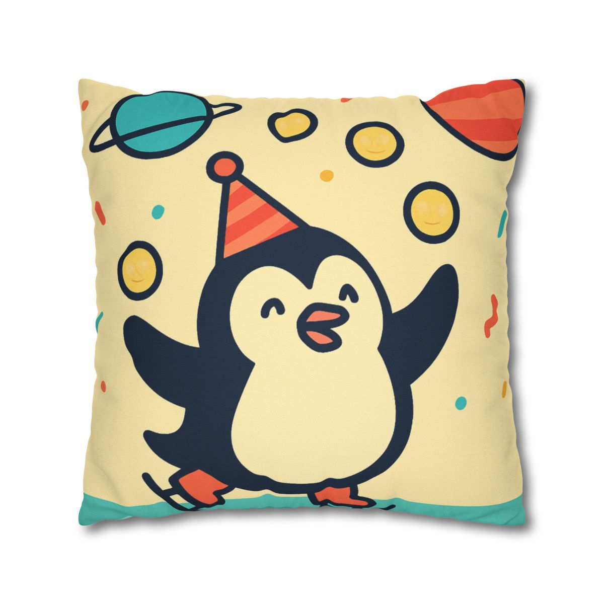 Cosmic Carnival Penguin designer print pillow cases