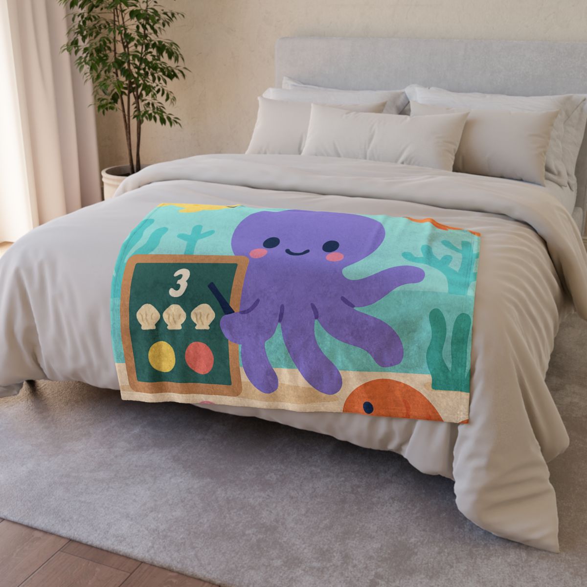 Coral Classroom Octopus decorative home blankets