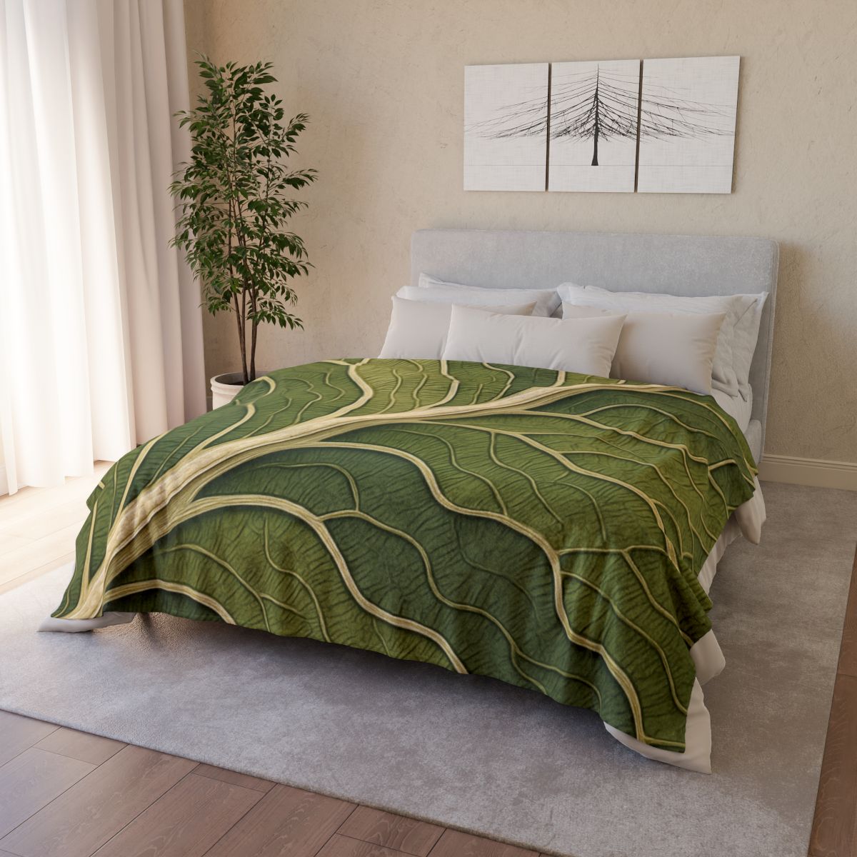 Leaf Vein Topography custom blankets