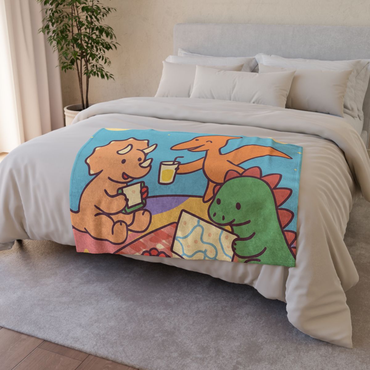 Planet Picnic With Dinosaurs unique gift blankets
