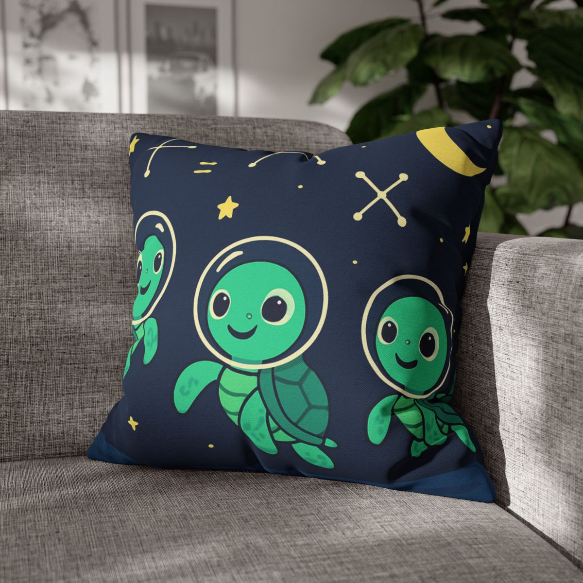 Space School Of The Curious Sea Turtles designer print pillow cases