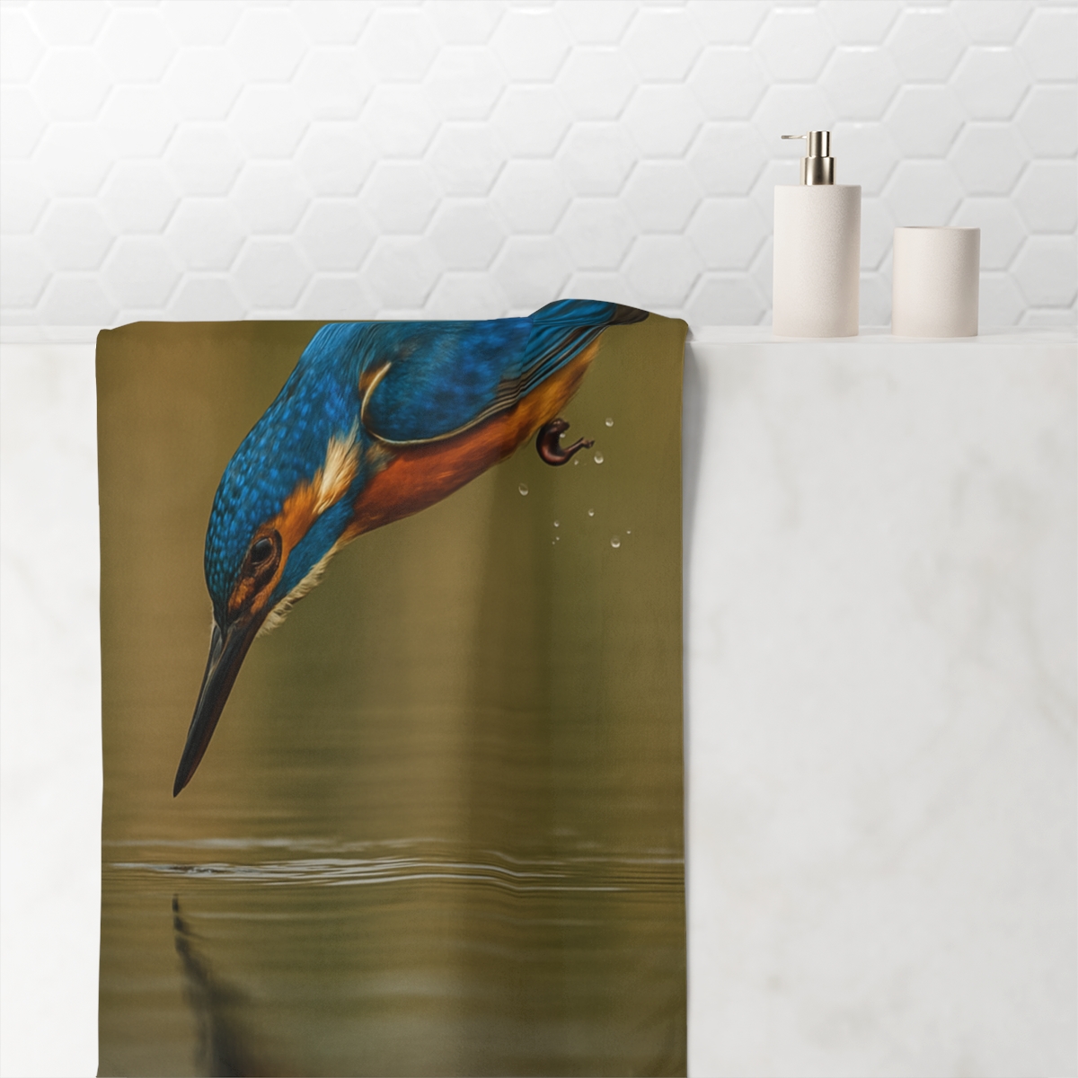 Prism Dive Common Kingfisher comfortable face towels