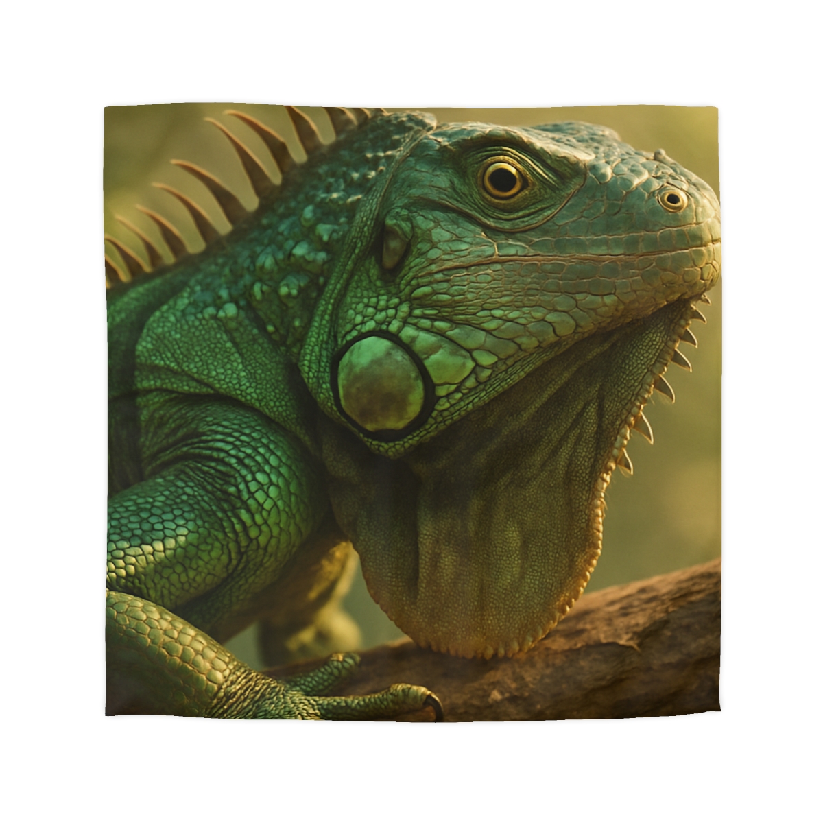 Sunlit Armor Green Iguana soft comforter duvets