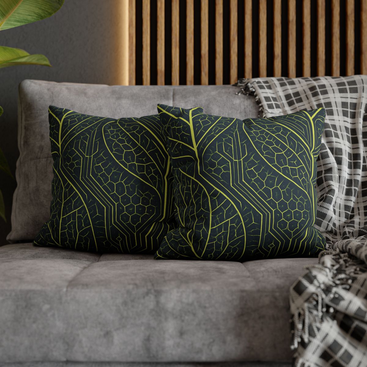 Leaf Vein Circuit Mosaic soft cotton pillow cases