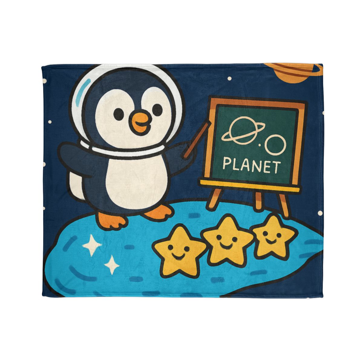 Comet Classroom With Captain Penguin trendy patterned blankets