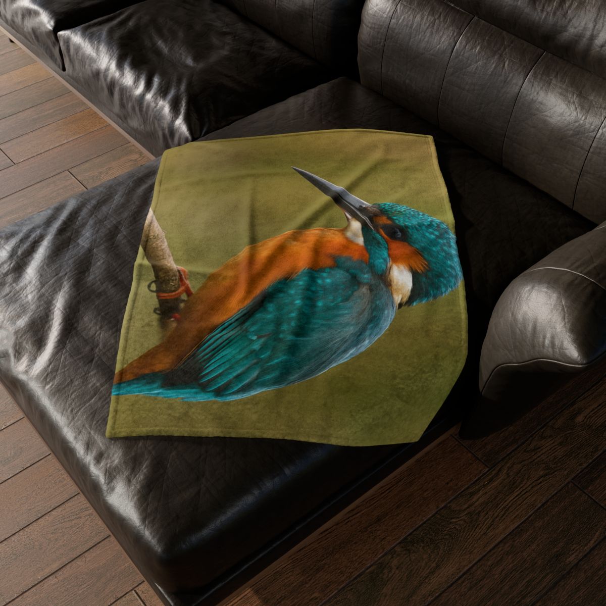 Azure Flash Kingfisher soft fleece blankets