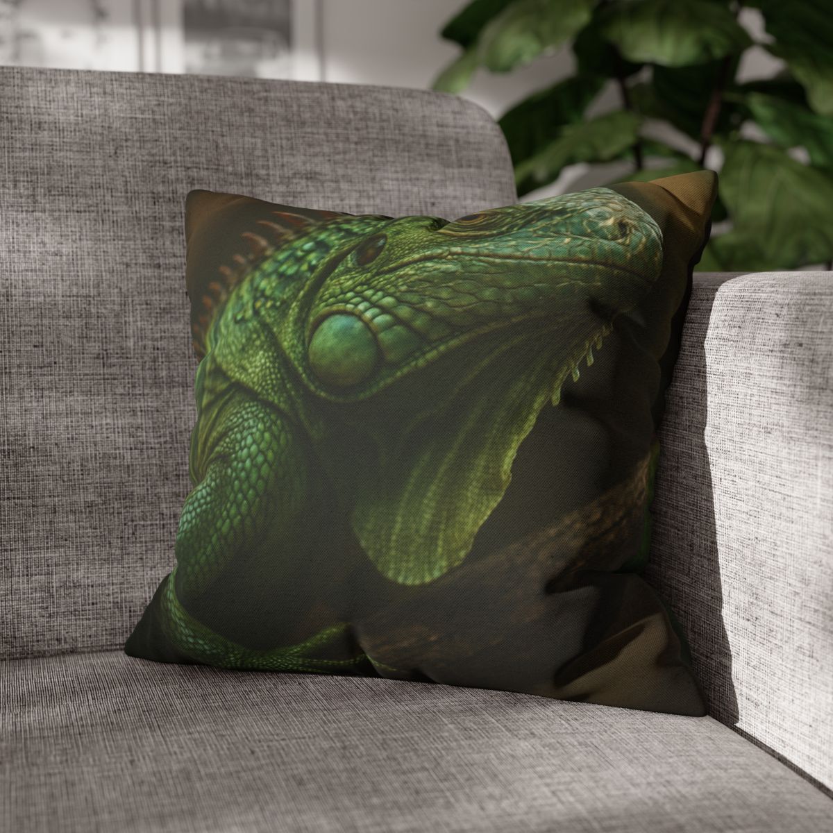 Starlit Stillness Green Iguana trendy patterned pillow cases