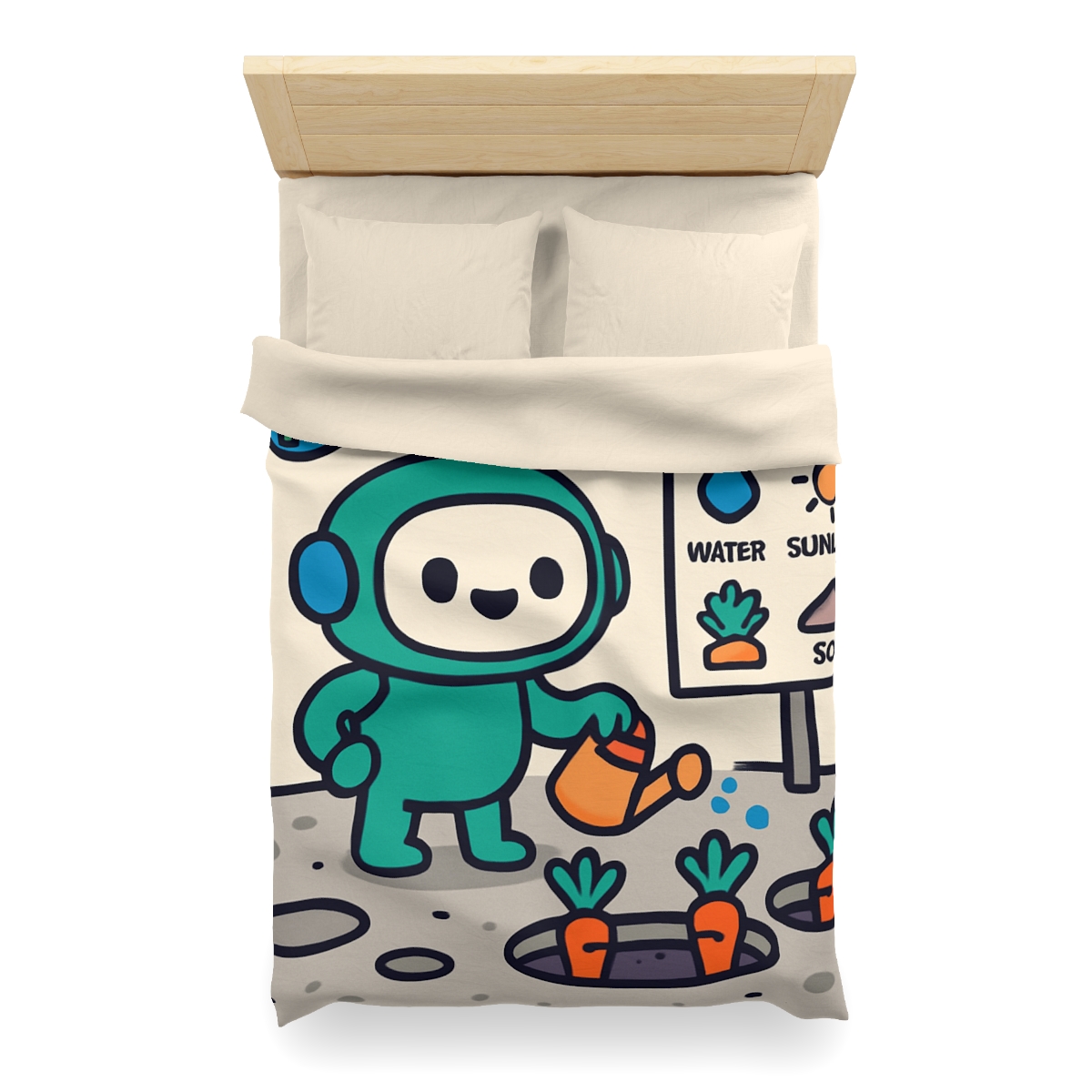Moon Garden Robot Growing Crater Carrots custom duvets
