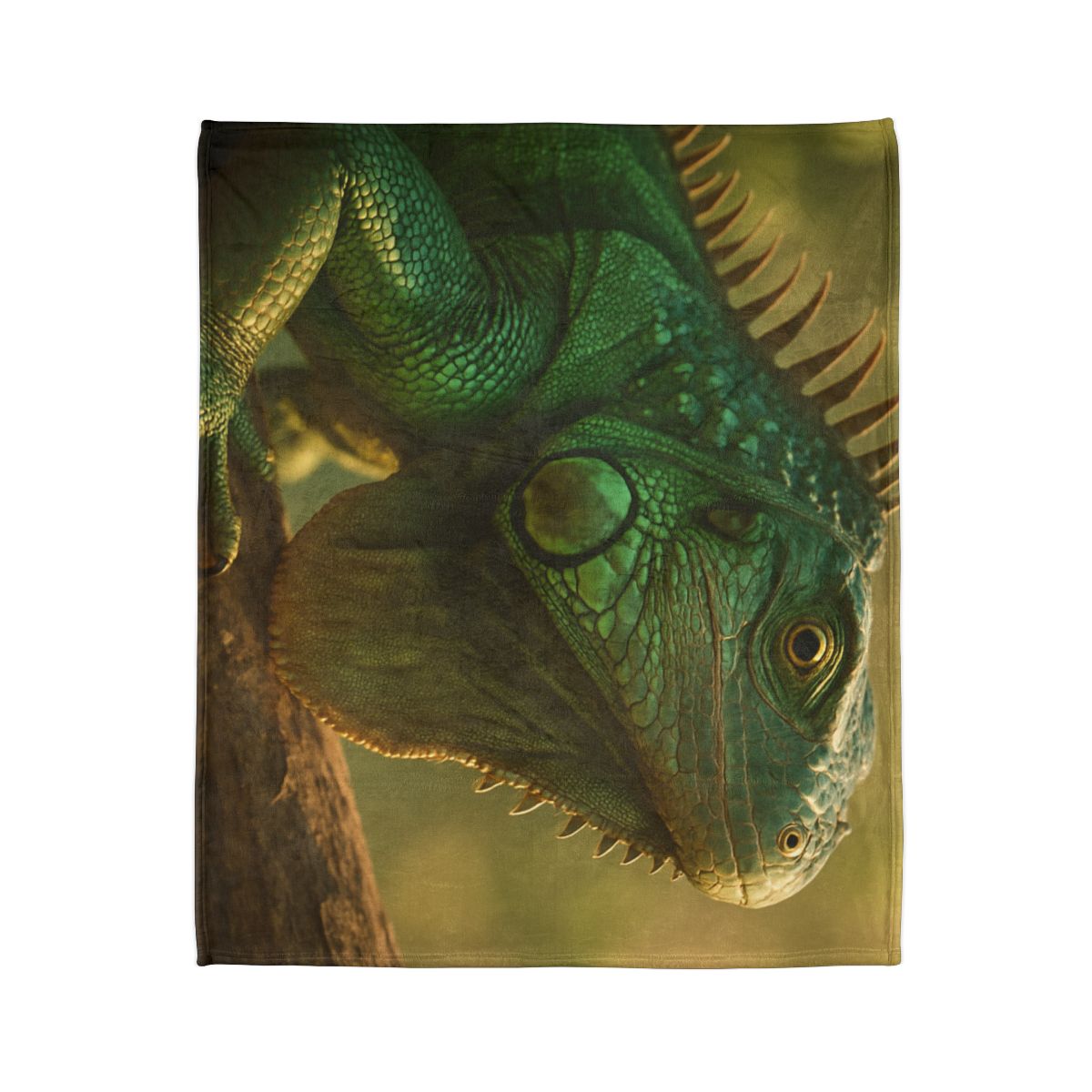 Sunlit Armor Green Iguana designer printed blankets