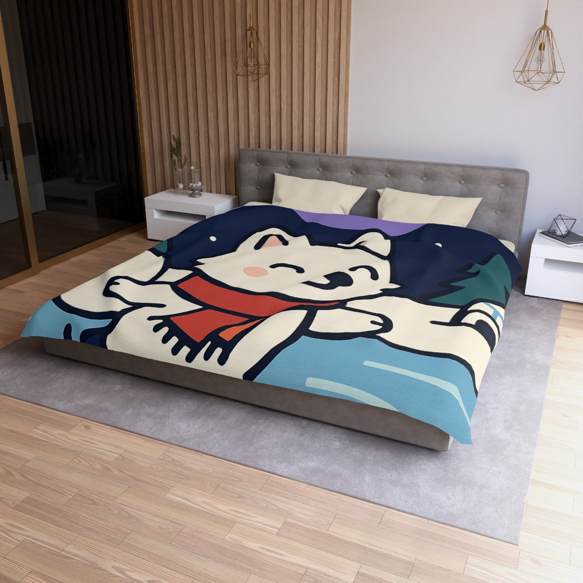 Aurora Snow Fox Skate Night custom duvets