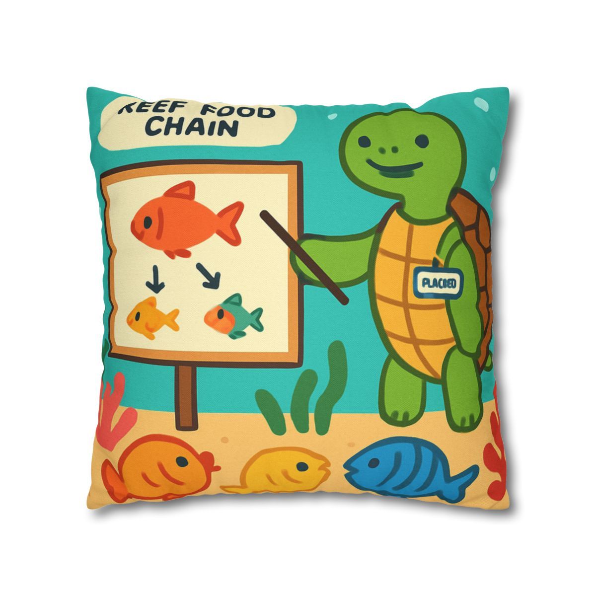 Coral Classroom Sea Turtle Guide trendy patterned pillow cases