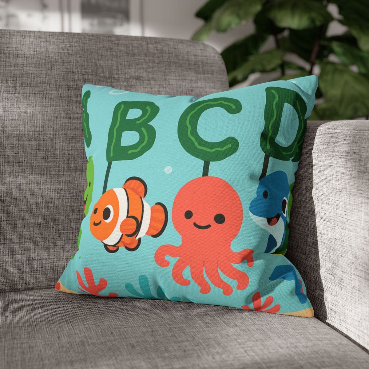 Coral Reef Alphabet Parade soft cotton pillow cases