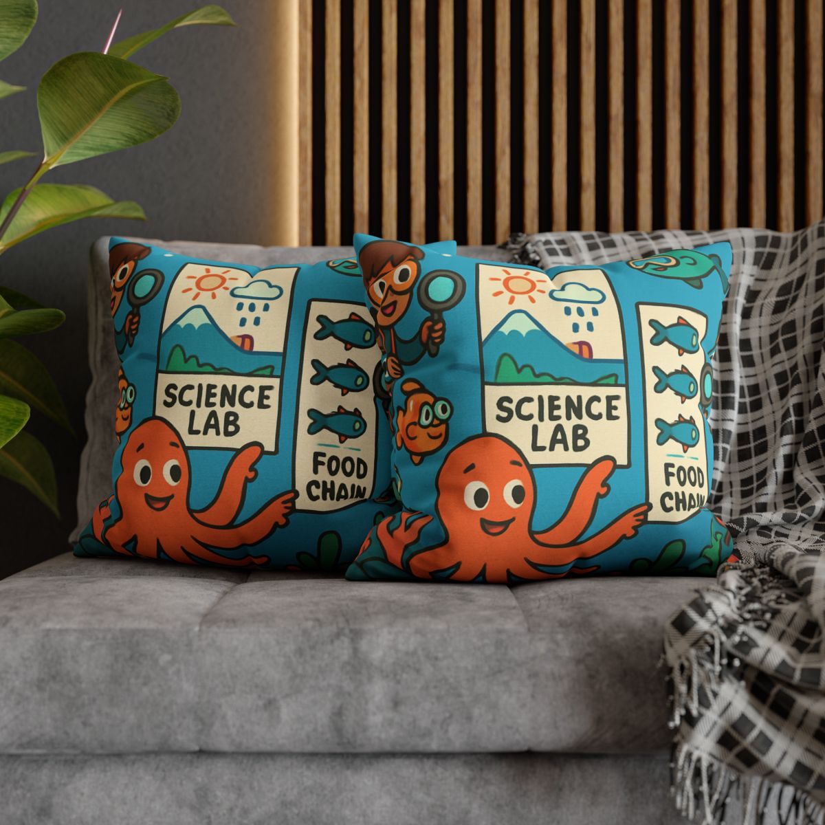 Underwater Science Lab Reef custom pillow cases