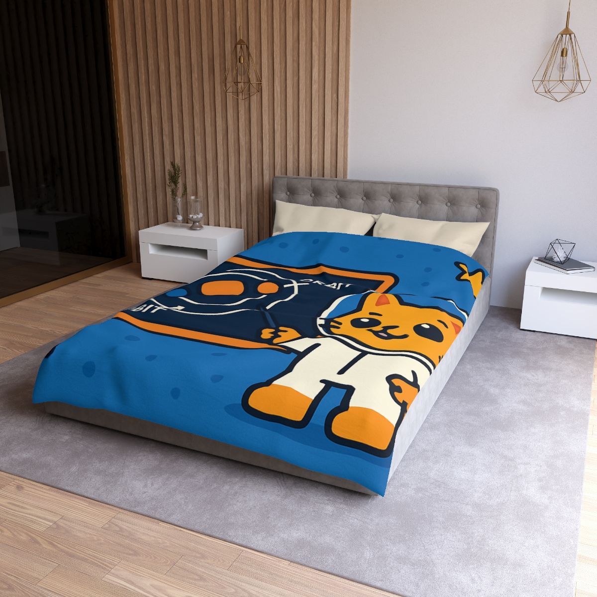 Comet Classroom Cat And The Orbit Chalkboard unique patterned duvets