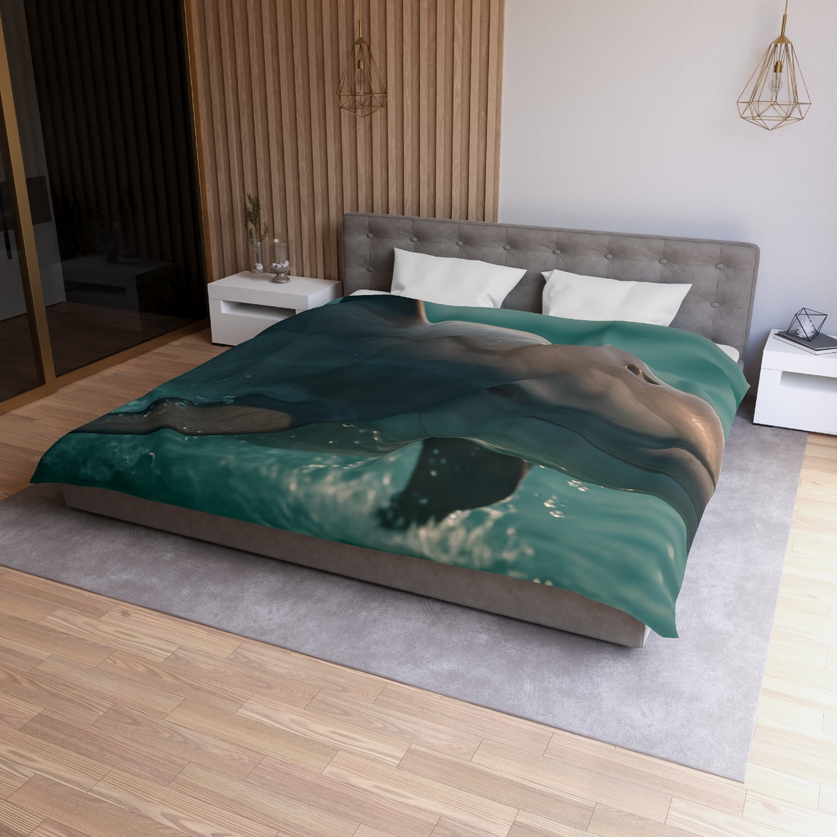 Silver Glide Bottlenose Dolphin personalized bedding duvets