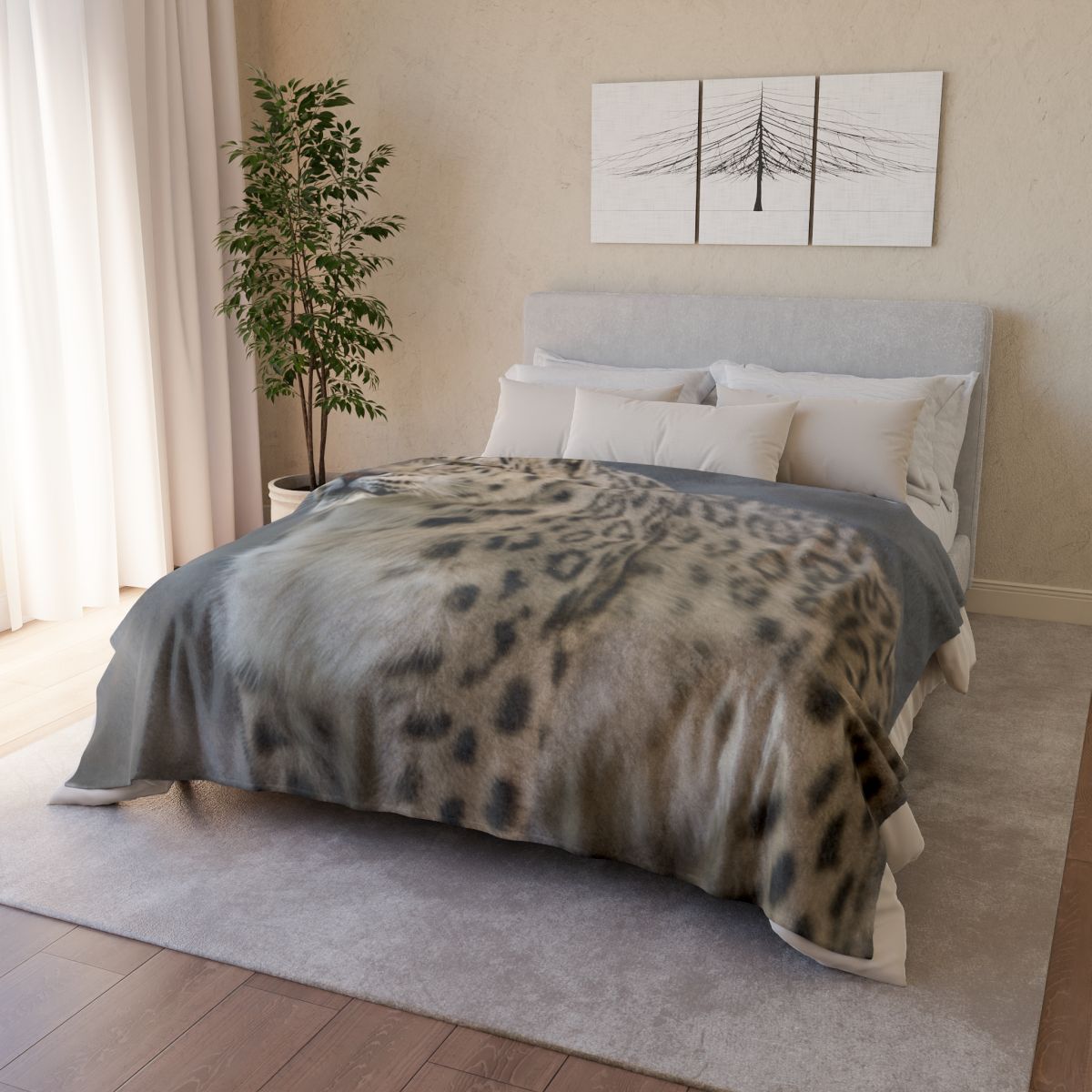 Snow Leopard Silent Summit soft fleece blankets