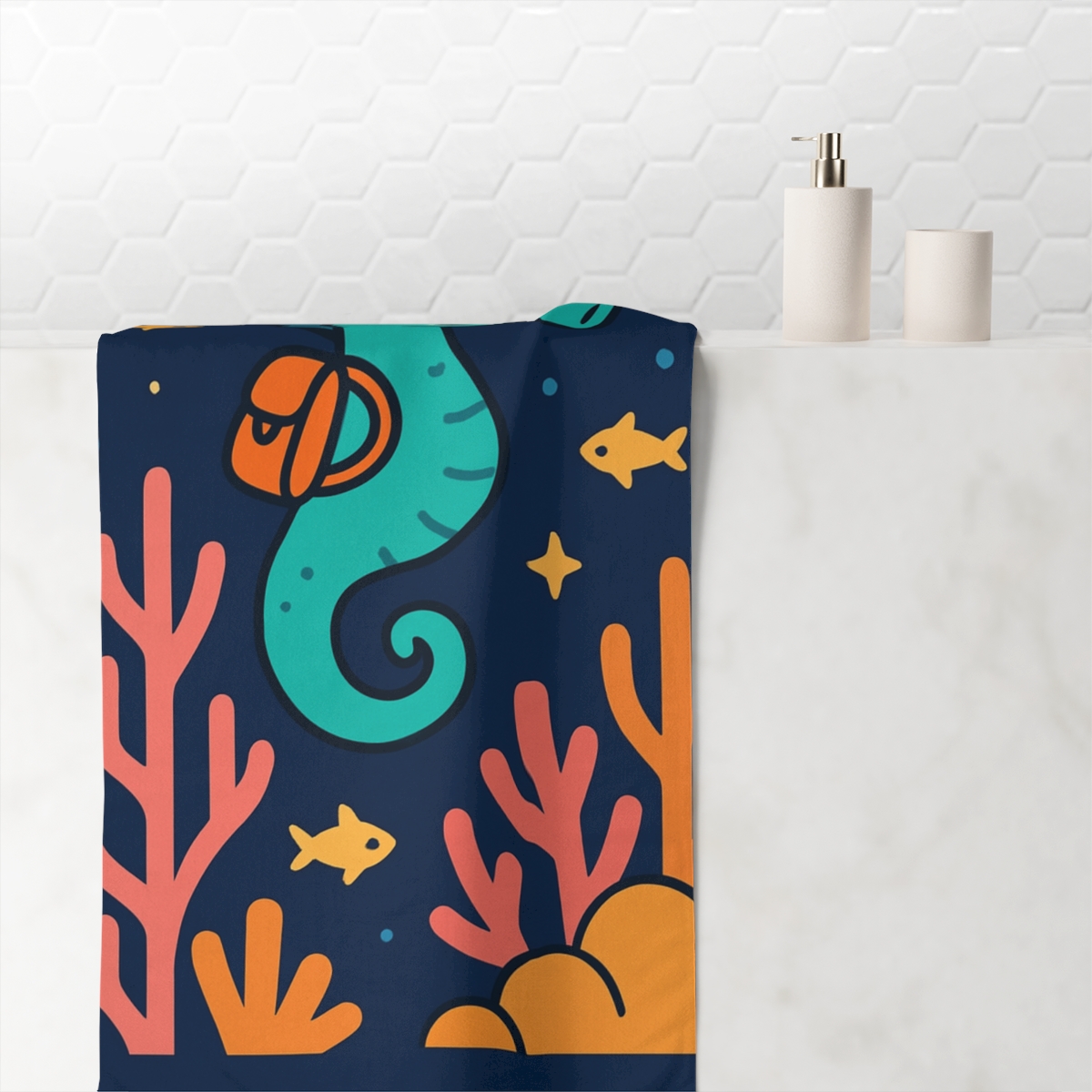 Galaxy Seahorse Coral Camp comfortable face towels